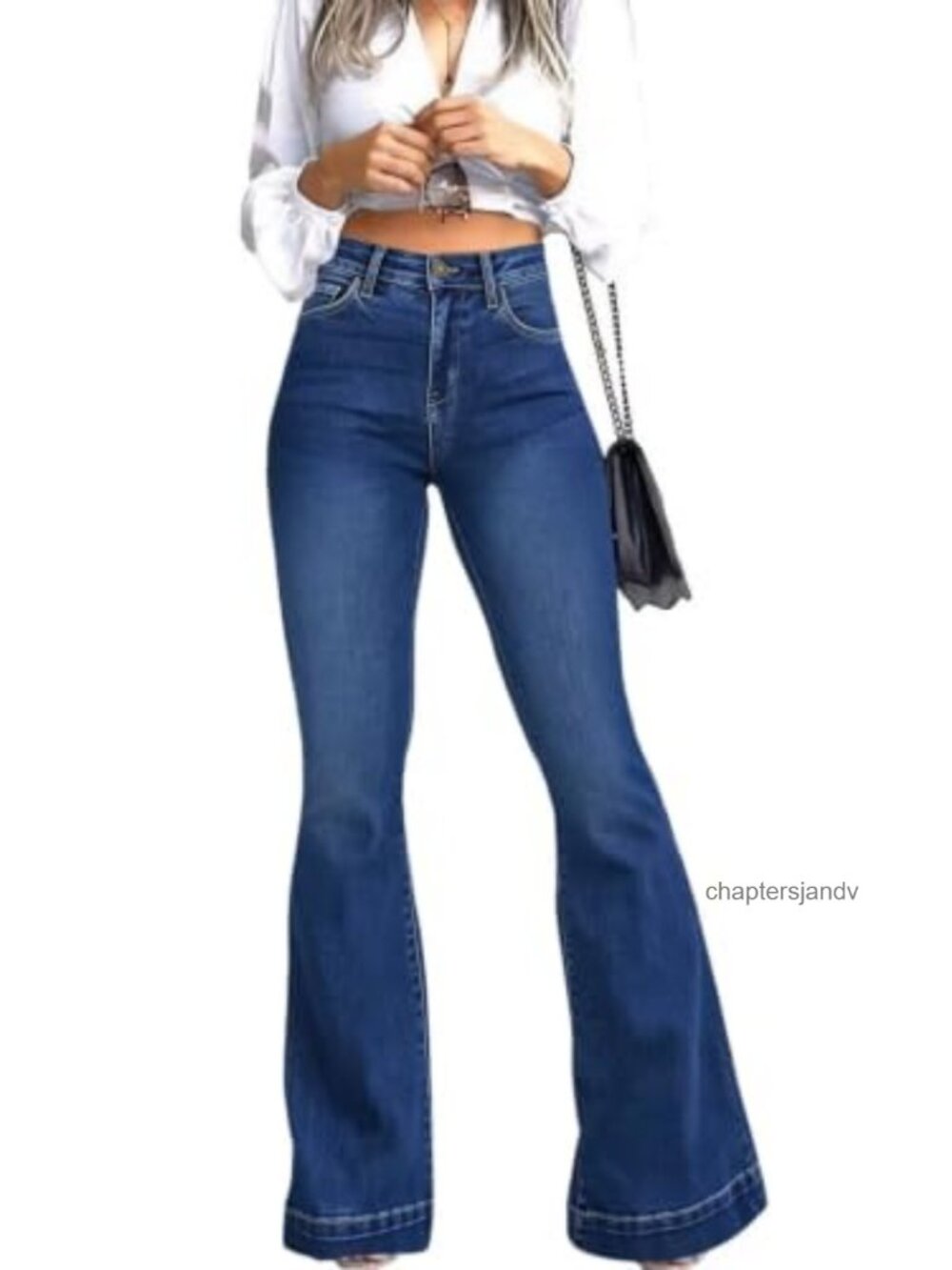 High Waisted Bell Bottom Flare Jeans Wide Leg Stretch Denim Pants